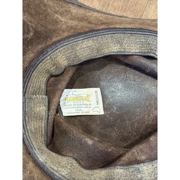 Barmah Kangaroo Leather Hat Brown Medium Made in Australia 1024 - Picture 6 of 6